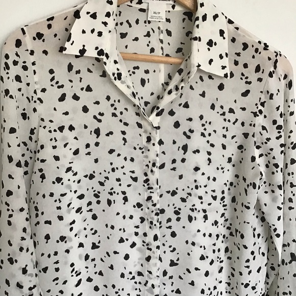 EUC CLUB MONACO DALMATIAN PRINT 100% SILK SHIRT - Picture 4 of 9